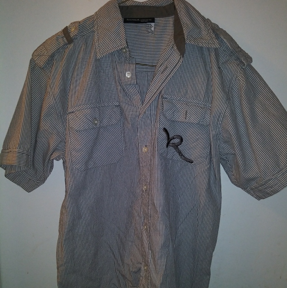 Boys Striped Short Sleeved Button Down Shirt